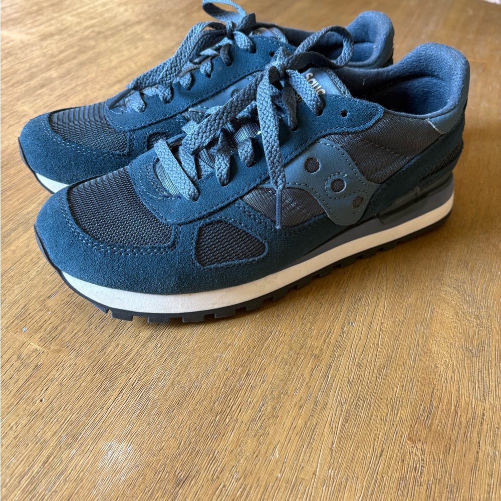 Saucony Navy Suede and Mesh Retro Runners